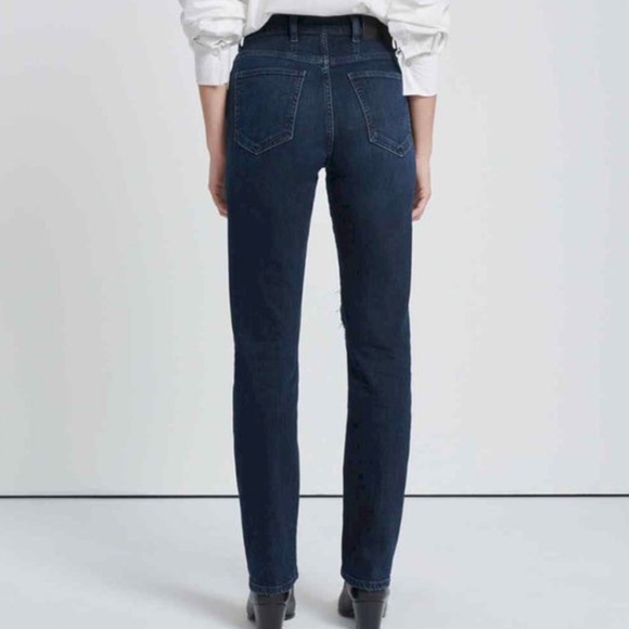 NWT 7 For All Mankind Easy Slim High Rise Blue Jeans Women's Size 31 Ripped Knee - Picture 11 of 12